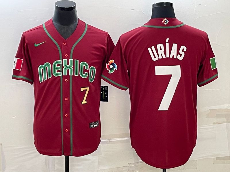 Men 2023 World Cub Mexico #7 Urias Red Nike MLB Jersey31->more jerseys->MLB Jersey